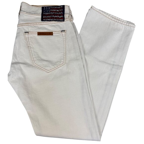 True Religion Mens 32 Blake White Button Straight Leg Sample Y2K Jeans USA Made - Picture 1 of 14